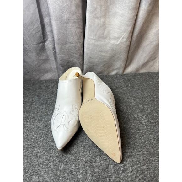 Matisse Marcell Mule Western Tooled Inlay Pointed Toe Women's Heel Size 9M White - Picture 5 of 8